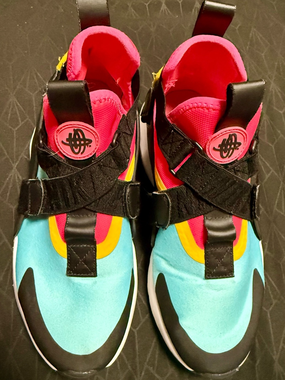 Nike Kids Slip-On Sneakers in Turquoise, Pink & Yellow - Picture 1 of 2